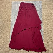 Lucy Love Burgundy High Low Maxi Wrap Skirt