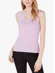 Maison Jules Womens Solid v neck Tank Top lilac NWT sz XL