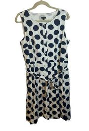 TALBOTS BUTTON FRONT DOT FIT & FLARE DRESS