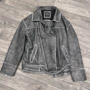 ZARA  distressed 100% leather jacket men’s size M