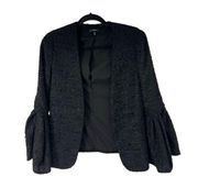 Anthropologie Drew Black Tweed Bell Sleeve Blazer Jacket Sz XS Women's