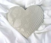 Heart Shape Large Wallet | White Faux Snake Skin with Compartments