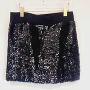 Lily White Ladies Black Sequined Mini Pencil Skirt Sz XL