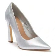 Abound Pumps Womens Size 7 Silver Nattie Metallic Slip On Pointed Toe Heels