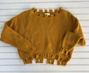 Love J Distressed Fringe Mustard Sweater size S