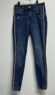 Wild Fable Womens High Rise Skinny Jeans Size 10 30 R Side Stripes Distressed