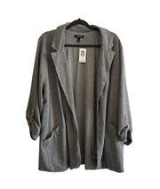 NTW  sz 4x Heather Grey Roll Sleeve Longline Jersey BLAZER with pockets