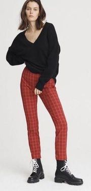 Rag & Bone Red Multi Simone High Rise Plaid Pants size 2