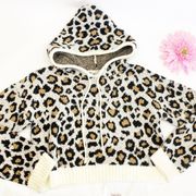 Anthropologie X Saturday Sunday Cozy Leopard Cheetah Cropped Hooded Sweater