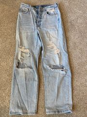 Ripped Straight-Leg Jeans 