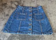 Denim Button Up Skirt With Front Pockets ( 4 ) 