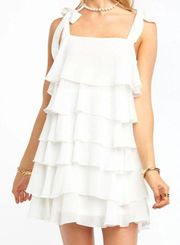 Show me your mumu white rowen ruffle mini dress size medium nwt