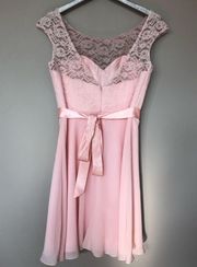 Wtoo Light Pink Crystal Chiffon and Lace Formal Dress NEW