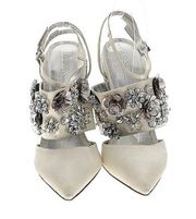 ASOS Heels: Pumps Chunky Rhinestone Heel Glamorous Ivory Solid Shoes SZ 6