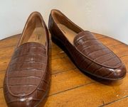 Clarks Un Blush Ease Brown Crox Leather Slip-on Loafer Shoe Sz 10 NWoB