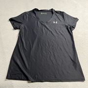 Under Armour  Women’s Black Heatgear Loose Fit Short Sleeve V Neck Tee T-Shirt L