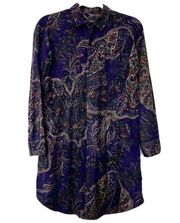 LAUREN Ralph Lauren sz XS Purple Paisley Rich Long Flannel Pajama Tunic Shirt