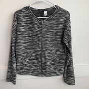 H&M Black & White Striped Bomber Jacket