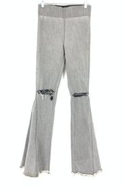 Show Me Your Mumu Jeans Sz S Berkeley Bells Extra Flare Distressed Moon Gray