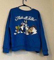 Looney Tunes Graphic shirt That's All Folks Womens Medium Ladies L Blue