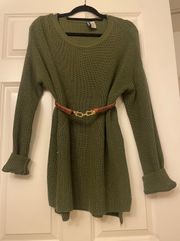 Divided Green Knit Sweater Dress