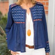 size S boho embroidered front clasp cardigan jacket