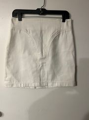 NWT  White Denim Paneled Mini Jean Skirt with Exposed Zipper Size 8