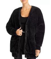 Alexander Wang Faux Fur Cardigan, V-Neck w/Quilted Lining Black Size S New w/Tag