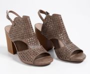 Maurices Emilia Taupe Brown Perforated Cutout Block Heels