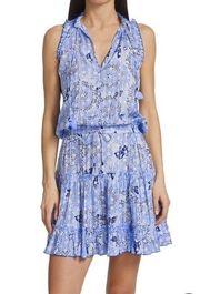 Poupette St Barth Clara Mini Dress in Blue Sunflower