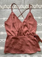 EXPRESS Mauve Satin Surplice Wrap Strappy Tank Top