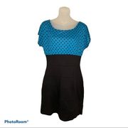 Living Doll Blue and Black Polkadot Dress Size Large NWT