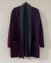 Wool Magenta & Grey Cardigan