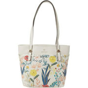 Nanette Lepore Makena Tote Bag Vegan Leather Dual Top Handle Floral Print White