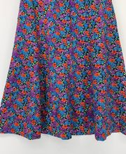 Vintage 80s Mini Dress Sz S Tie Neck Short Puff Sleeve Shirt Dress Floral Print