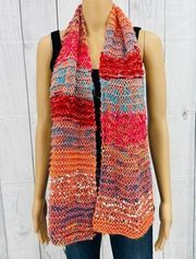 Handmade Orange Multi Knit Scarf Boho 62"