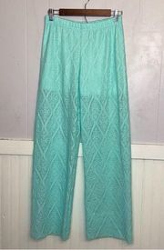 Boutique teal Swim Coverup Lace Pants, summer beach pants