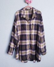 Old Navy  Long-Sleeve Plaid Flannel Boyfriend Tunic Shirt