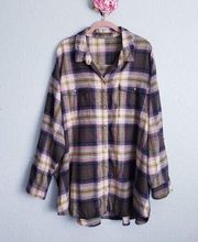 Old Navy Long-Sleeve Plaid Flannel Boyfriend Tunic Shirt