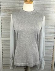 ETCETERA Cashmere Blend Roll Neck Sweater w Silk Sleeves Gray-Small