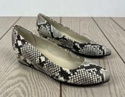 Easy Spirit Abelle Leather Almond Toe Low Wedges 6.5M Black & White Snake Python