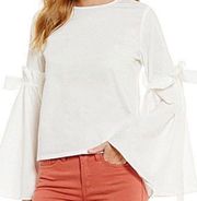 Gianni Bini White Bow Sleeve Blouse