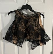 Size 4 Black Floral Beaded Top