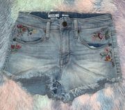 . High Waisted Floral Jean Shorts