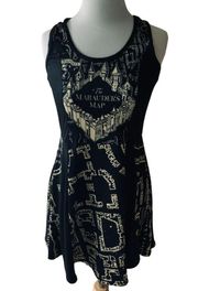 NWT Harry Potter Hot Topic Ladies Black Marauder’s Map Sleeveless Mini Dress M