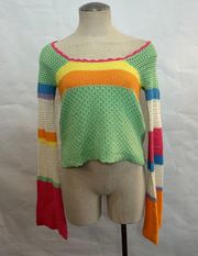 Y2K Open Back Color Block Knit Sweater