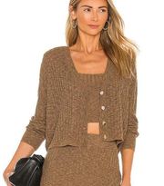 Saylor Tiggy Crop Knit Ribbed Cardigan In Coffee NWT Women's Size Large 10/12