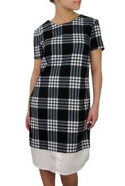 New York & Co. Preppy Black & White Plaid Dress Short Sleeves Small