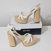 Rylin White Texture Heel Ankle Strap Sandal Women's Size 5.5 M
