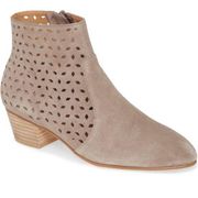 soludos Lola Perforated Suede Ankle Booties 7 mineral grey beige